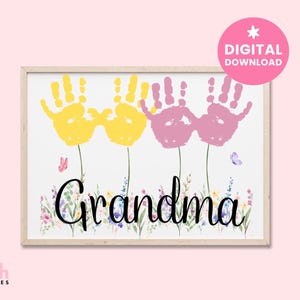 Arte com flores da mão da vovó: lembrança do Dia das Mães (download digital)