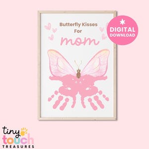 Arte de impressão de mão com beijos de borboleta: lembrança do Dia das Mães (download digital)