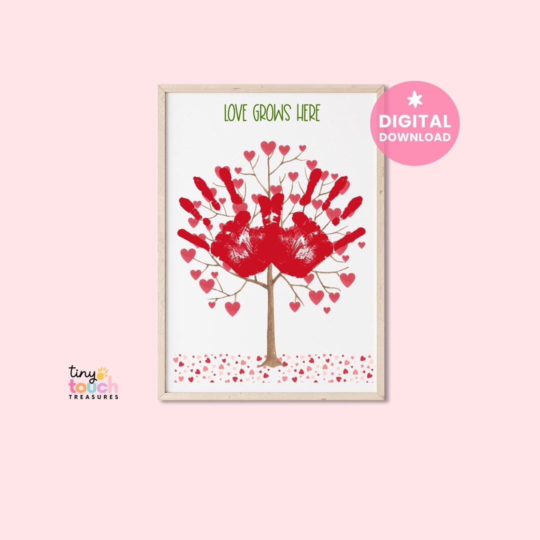Love Grows Tree Handprint Art | Valentine's Keepsake (digital Download ...