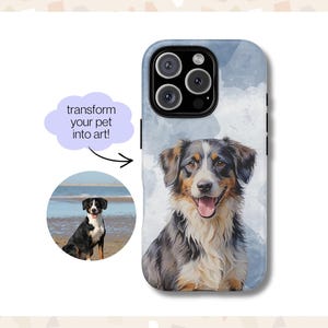 Aangepast telefoonhoesje huisdierportret, aquarel hondenkunst, iPhone Samsung Google Pixel-hoesje, cadeau hond moeder