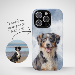 Custom Pet Phone Case, Water Color Artwork Custom Dog Photo Phone Case, Cat Case, iPhone 16 15 14 13 x Samsung S25 S24 S23 Google Pixel Case
