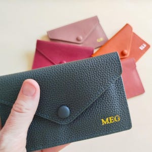 Leather Women's Wallet, Burgundy Coin Purse, Envelope Wallet, Mother's Day Gift, Personalized Pink Wallet, Leather Cardholder, Gift for Her