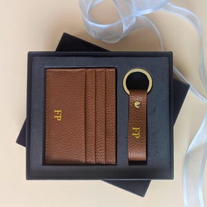 Leather Burgundy Purse, Card Holder & Keyring Set, Card Wallet, Personalized Keychain, Wedding Bridesmaids Groomsmen, Mother's Day Gift Set
