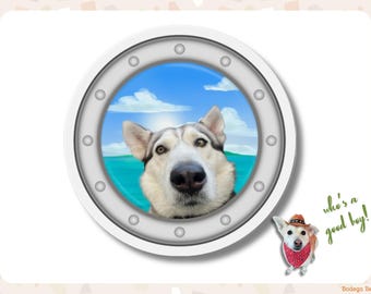 Imán personalizado para ojo de buey con mascota, calcomanía personalizada para puerta de crucero con foto de perro