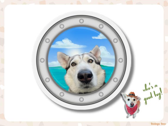 Personalized Pet Porthole Magnet, Custom Dog Photo Cruise Door Decal
