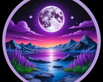 Santa Cruz Moonscape Sticker: Cartoon Landscape Art (3" Vinyl)