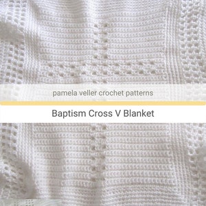 CROCHET CROSS V pattern - pdf Crochet Pattern Size 26" x 32" - Crochet Baby Blanket - Cross Blanket - White Cross Blanket Pattern