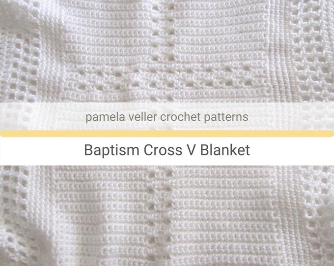 Crocheted Baby Blanket With Crosses for Baptism, Christening Etsy