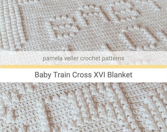 CROCHET TRAIN Blanket pattern - Generous Blanket Size - Crochet Baby Floor Blanket Pattern - Graph and Instructions