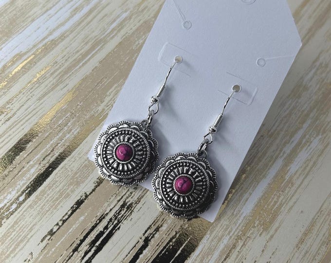 Silver and Pink Earrings