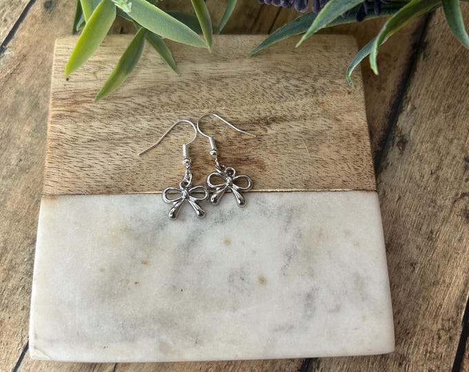 Silver Bow Earrings