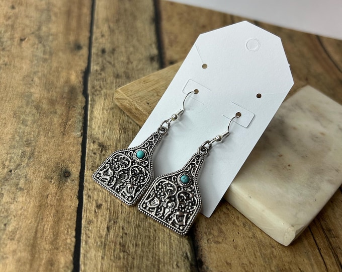 Western Cow Tag Earrings