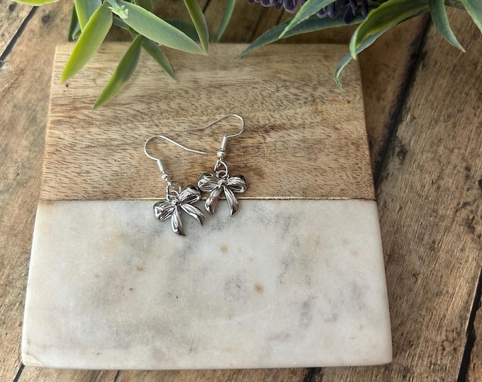 Silver Bow Earrings