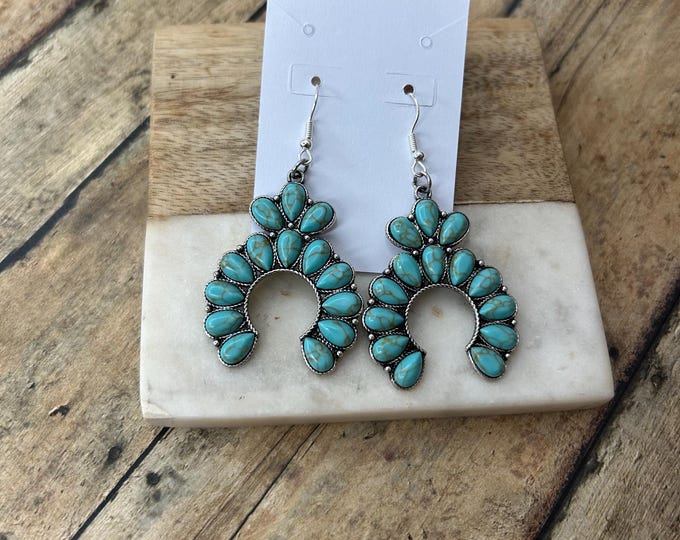 Turquoise Horseshoe Dangle Earrings
