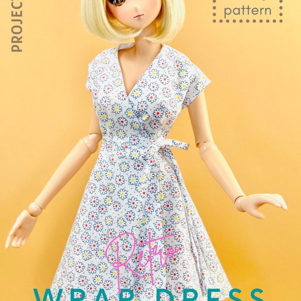 Wrap Dress PDF Sewing Pattern with Instructions for Smart Doll, Dollfie Dream, 60 cm BJD