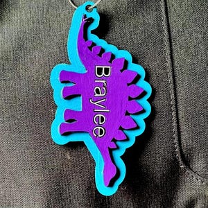 One-of-a-Kind Dinosaur Bag Tag - Handcrafted and Colorful - Perfect for Back-to-School