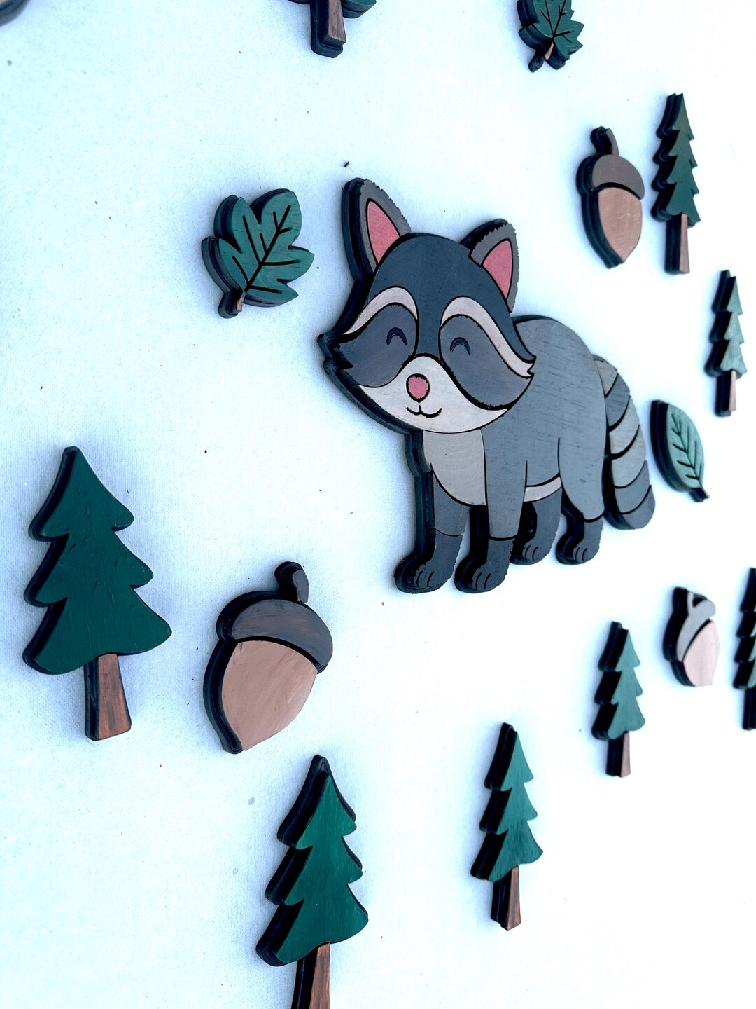 Hand-painted Woodland Raccoon Wall Art: 3D Nursery Decor - Etsy