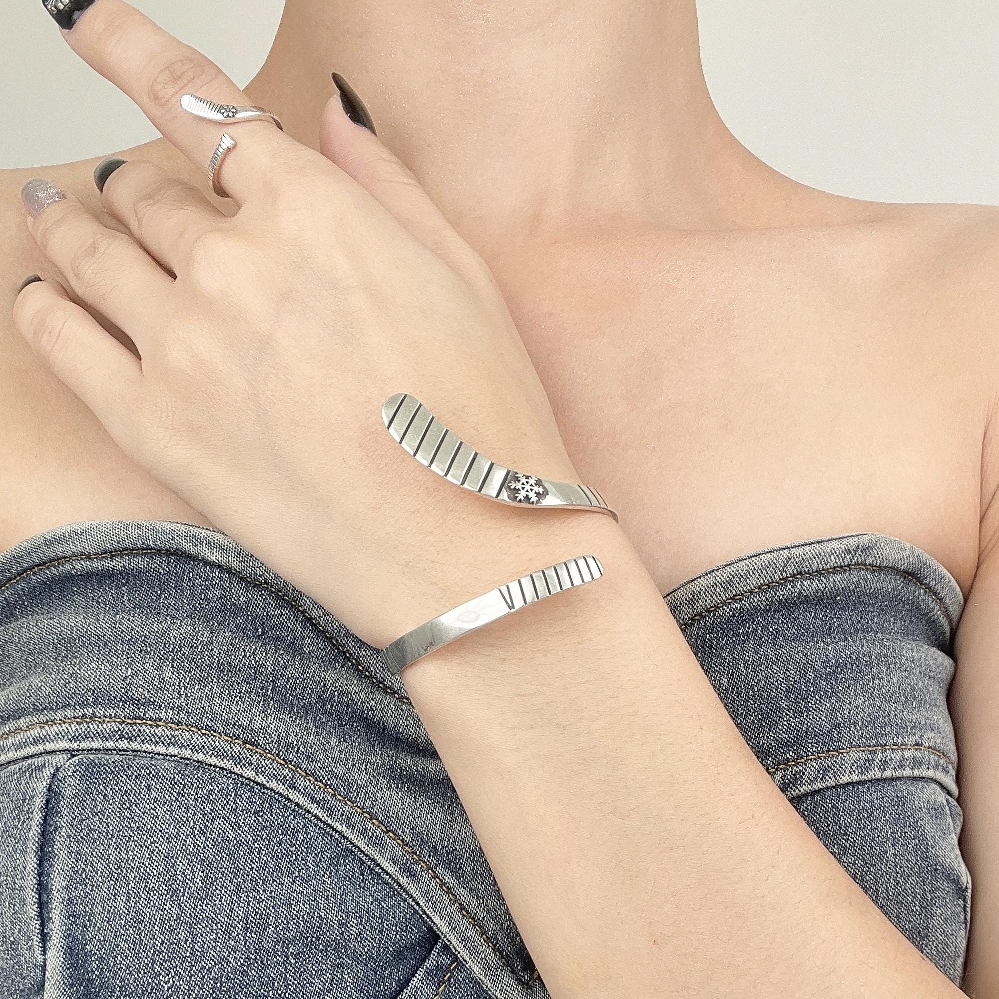 Sterling Silver Hockey Stick Bracelet: Hockey Team Jewelry