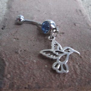 belly button ring humming bird  body jewelry piercing