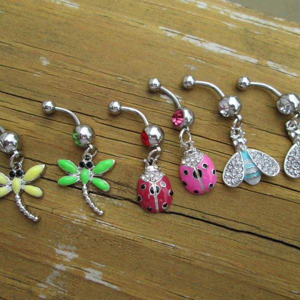 belly button ring beautiful insects of summer piercing body jewelry