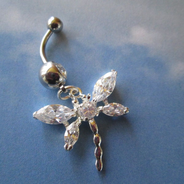 body jewelry crystal dragonfly belly button ring piercing
