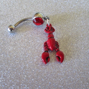 body jewelry red lobster belly button ring peircing