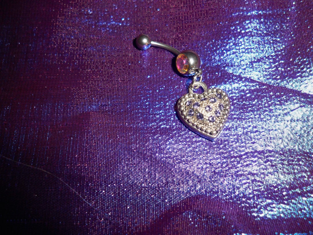 Belly Jewelry Purple Heart Belly Button Ringswarovski Crystal Etsy