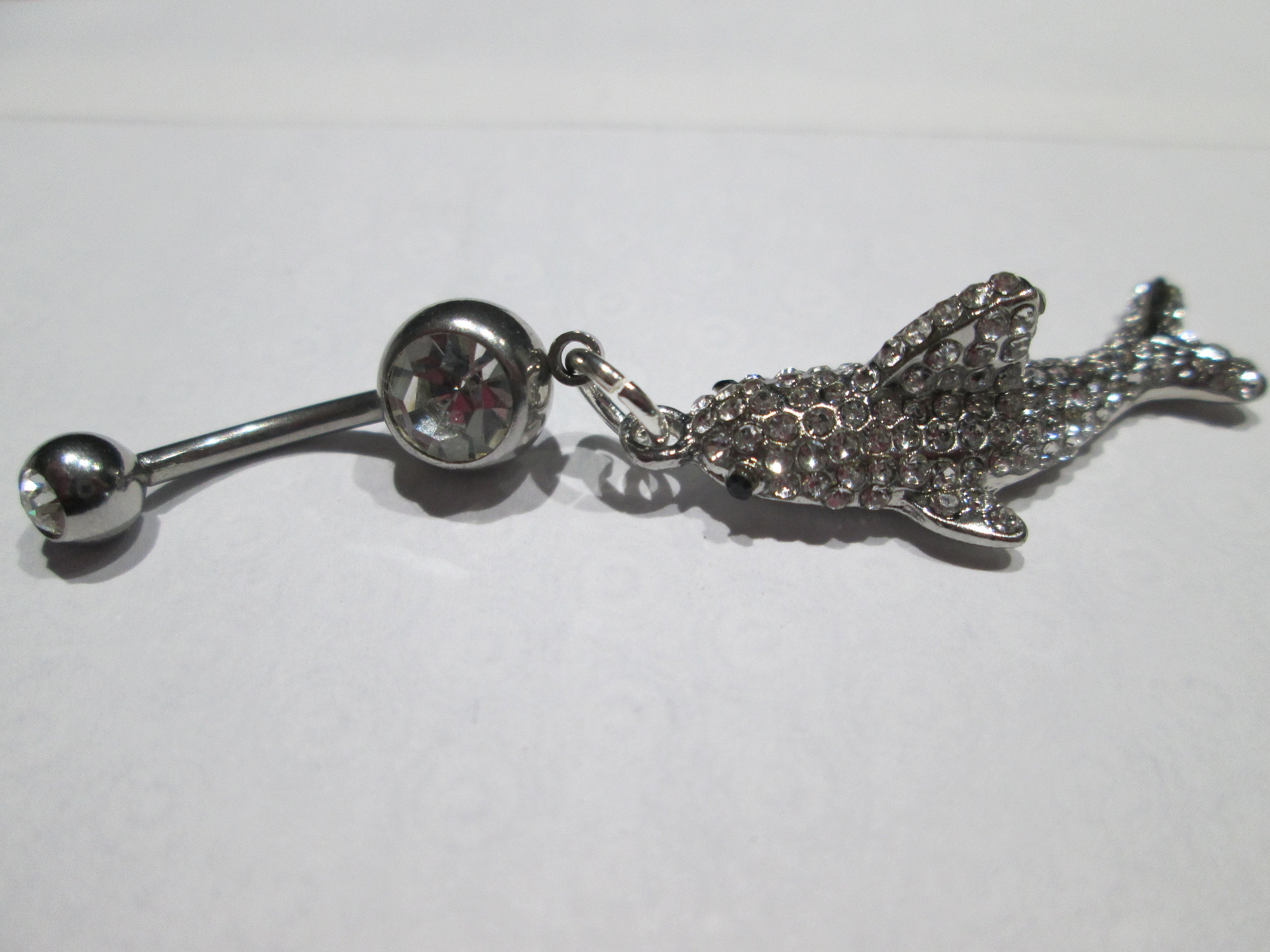 Body Jewelry Shark Belly Button Ring Peircing Rhinestone Shark Etsy