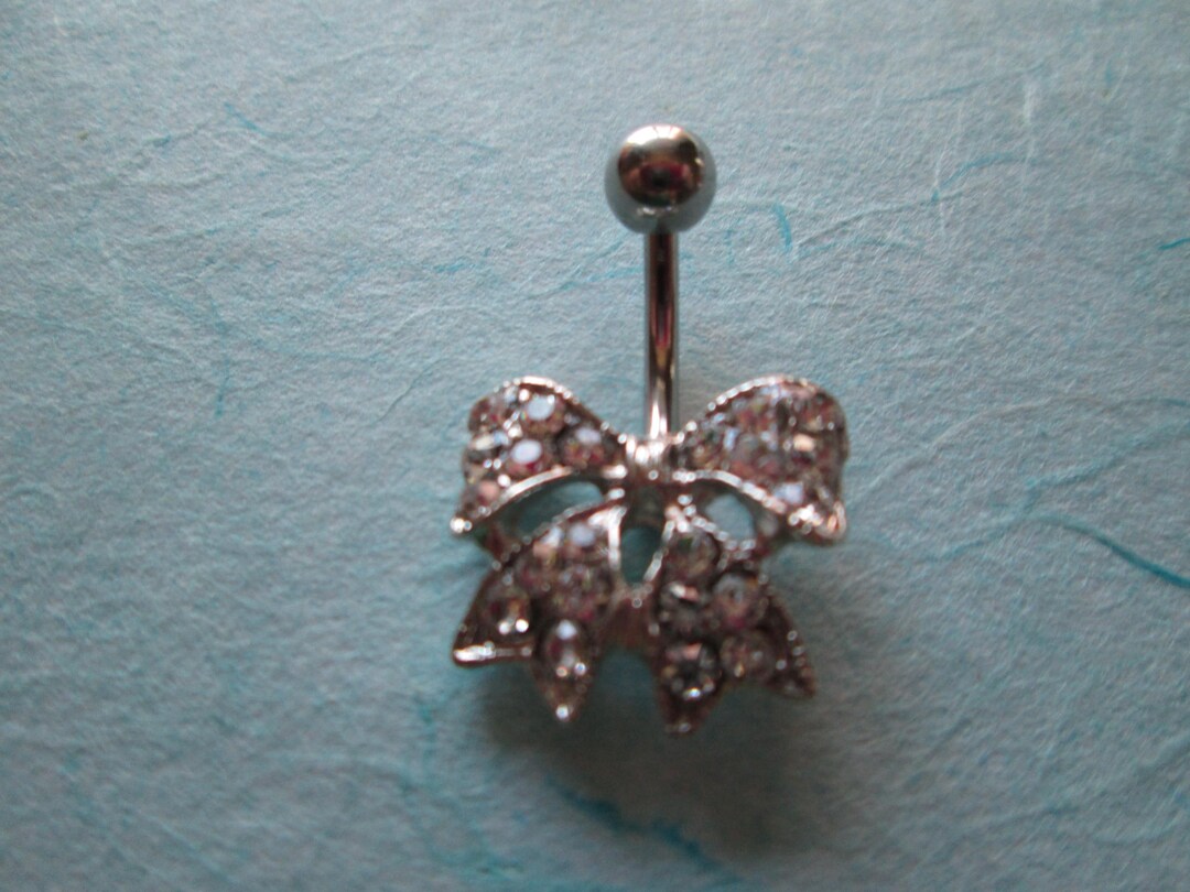 Rhinestone Ribbon Belly Ring Body Jewelry, Piercing Crystal Rhinestones ...