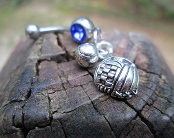 baseball and glove belly button ring, body jewelry piercing