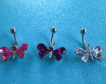 SALE body jewelry   butterfly belly button ring piercing