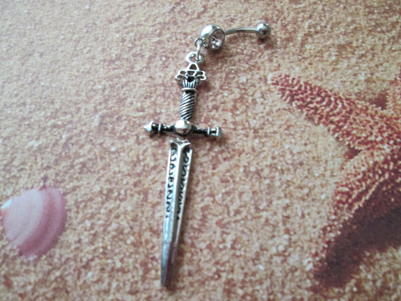 sword belly button ring., body jewelry piercing image 1