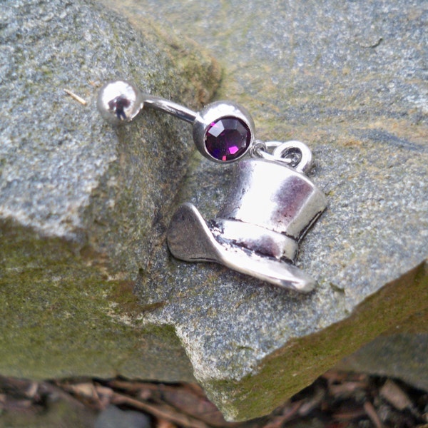 Mad Hatter belly button ring, belly jewelry, peircing body jewelry