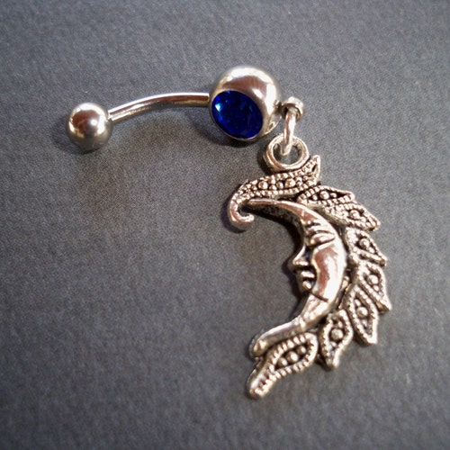 Belly Button Rings Moon and Star Body Jewelry Piercing Etsy