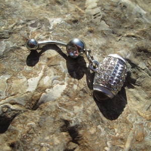 football with bling belly button ring-body jewelry