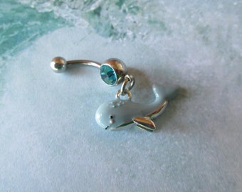 body jewelry blue whale belly button ring piercing jewelry