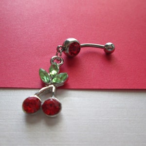 belly ring lucky cherry belly button rings, body jewelry navel ring