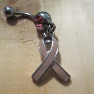 belly button ring cancer awareness enamal pink belly jewelry peircing