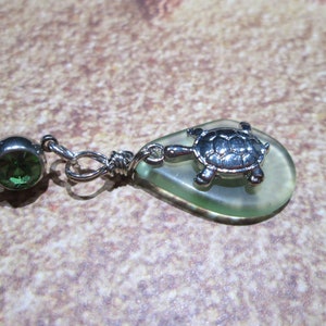 belly button jewelry sea turtle with light green sea glass stone belly ring