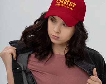 Gorra "Cristo vive en mí" / Gorra cristiana Gálatas 2:20 / Regalo cristiano / Ropa con temática religiosa / Gorra con versículo bíblico