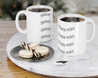 Taza "Jesús te ama" / Taza de café inspiradora con fe