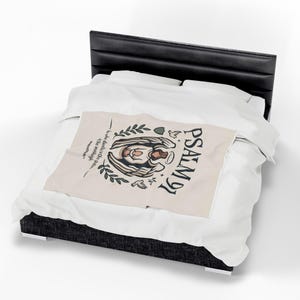 Psalm 91 Angel Illustration Blanket | Scripture Verse Sheltering Faith image 5