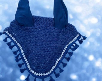 Navy blue with diamond trim full size ear bonnet