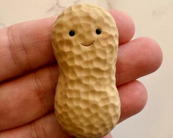 Handmade Peanut Polymer Clay Magnet: Whimsical Fridge Decor
