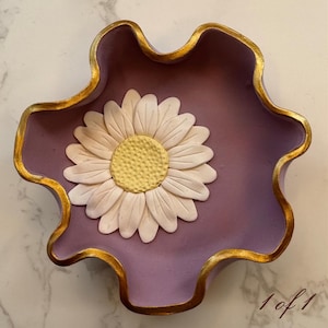 Handmade Polymer Clay Trinket Dish: Floral Jewelry Holder