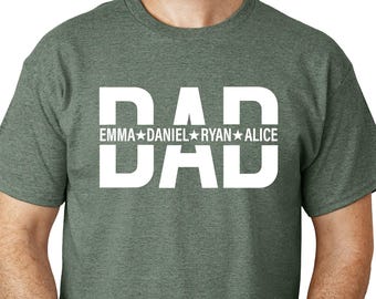 Personalisiertes Vater Shirt mit Kindernamen, personalisiertes Vater Geschenk T-Shirt