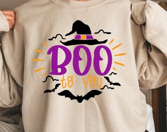 Halloween Boo Sweatshirt: Lustige Passende Baumwollmischung Rundhalsausschnitt