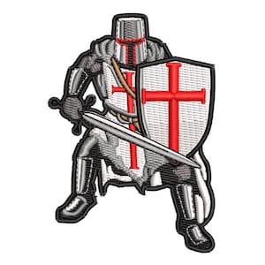 Templar Knight Embroidery Design | Crusader Knight Machine Embroidery File | Medieval Warrior Embroidery Pattern | PES DST JEF etc.
