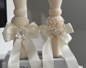 Personalised Wedding Candle for Church Ceremony | Elegant Ivory Unity Candle | Orthodox Wedding Candle | Handmade Wedding Ceremony Candle