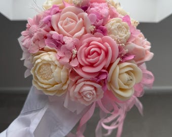 Handmade Soy Wax Flower Bouquet Candle: Realistic Floral Home Decor Fragrance Diffuser